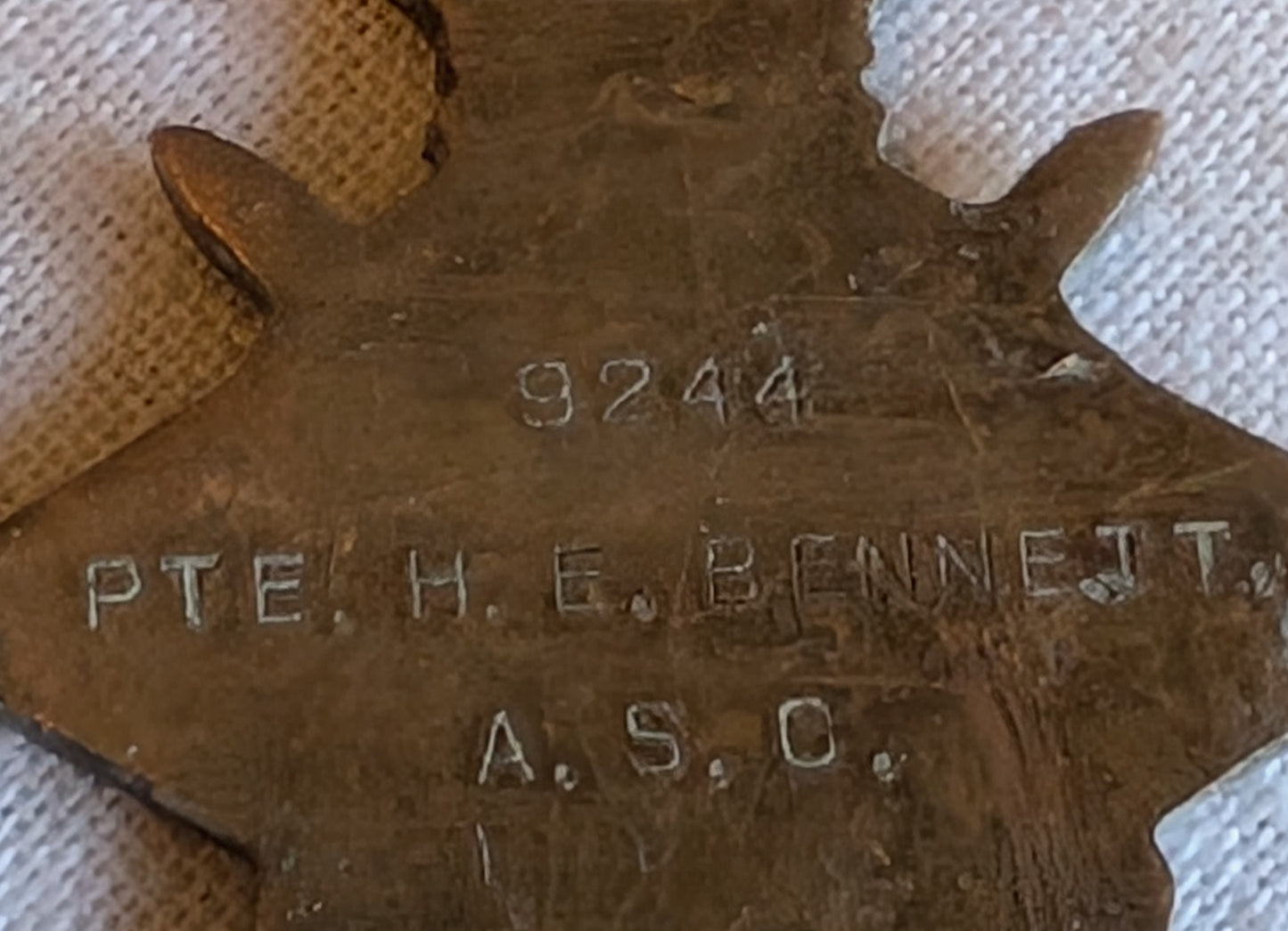 WW1-Star pte Harry E Bennett 9244 Army Service Crops