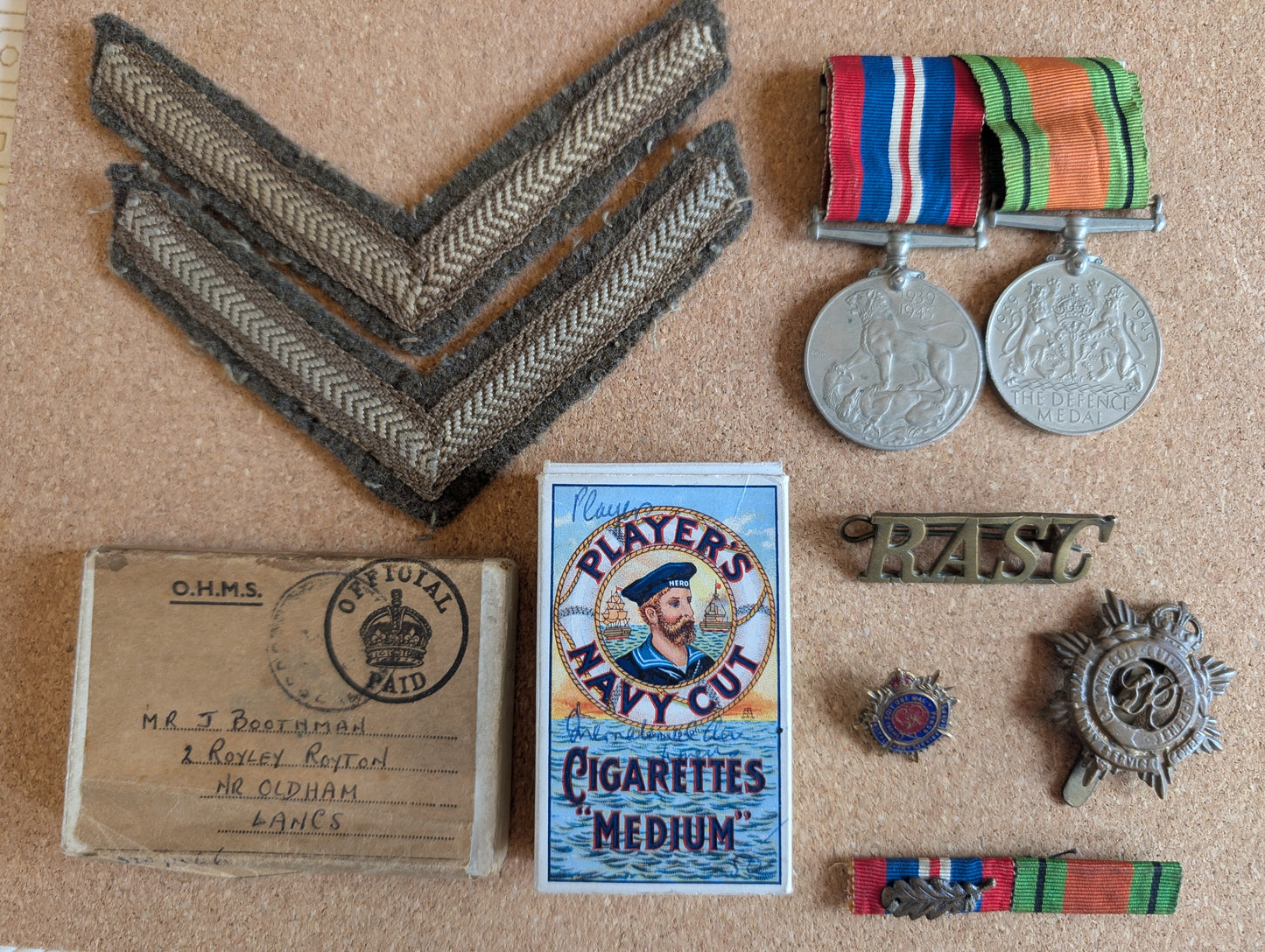 WW2-British medal group RASC oak leaf
