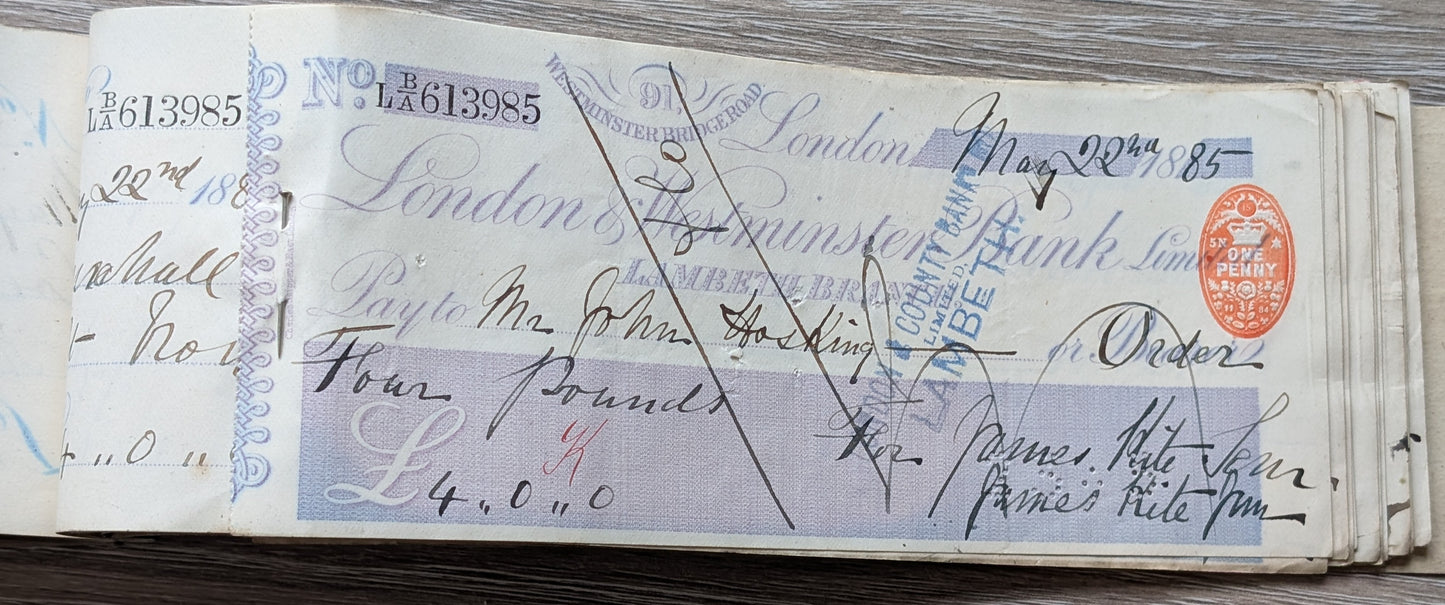 Victorian Cheque book & ephemera James Kite Engineers Co, Gold Medal 1862 international Exhibition, Award for filter presses