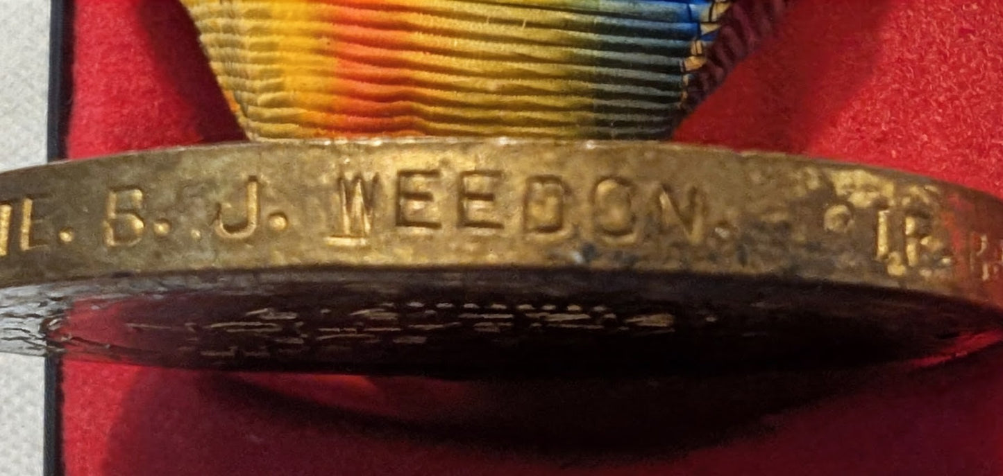 WW1-Victory Medal pte Bert J Weedon 46751 Rifle Brigade