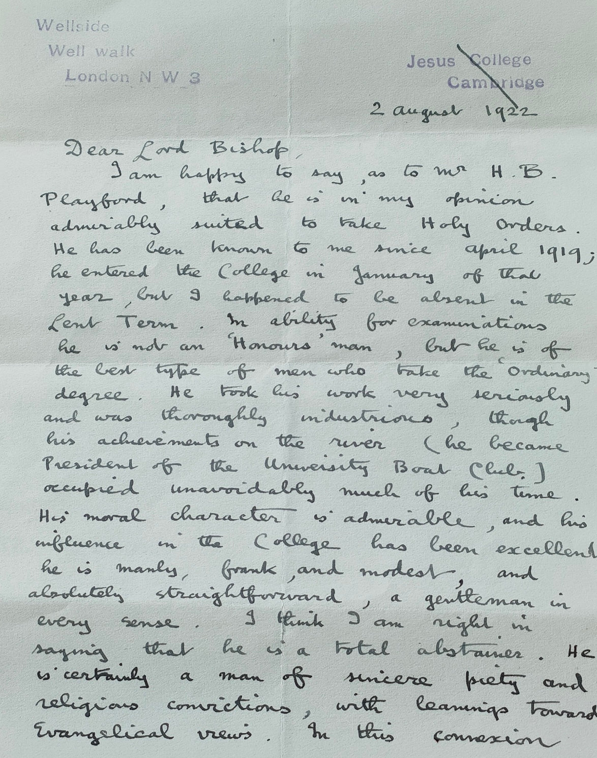 Humphrey Blake Playford famous English rower-Letters