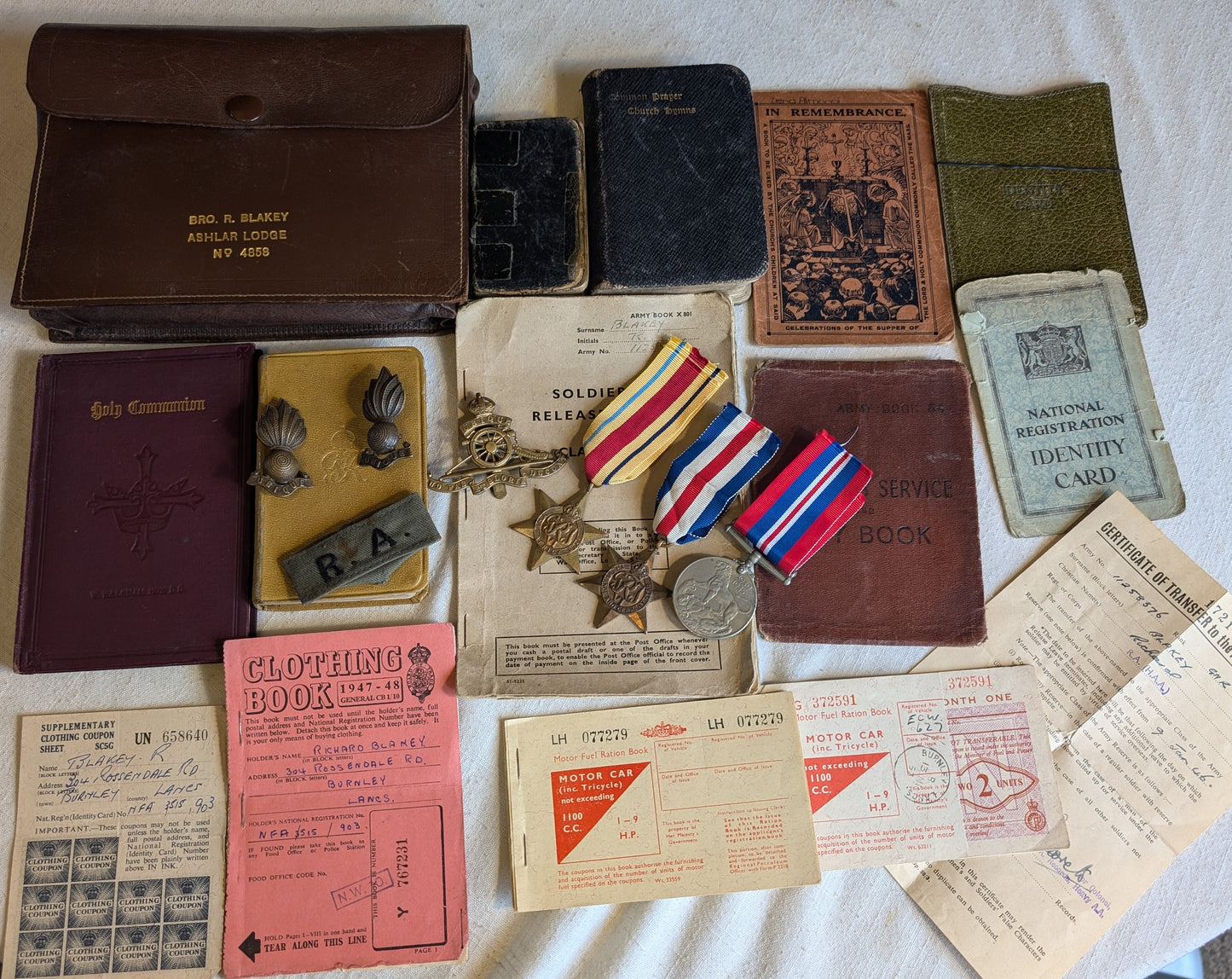 WW2-Royal Artillery Medal Group, Soldiers Service book & Military memorabilia. Royal Artillery HAA (Heavy Anti-aircraft)