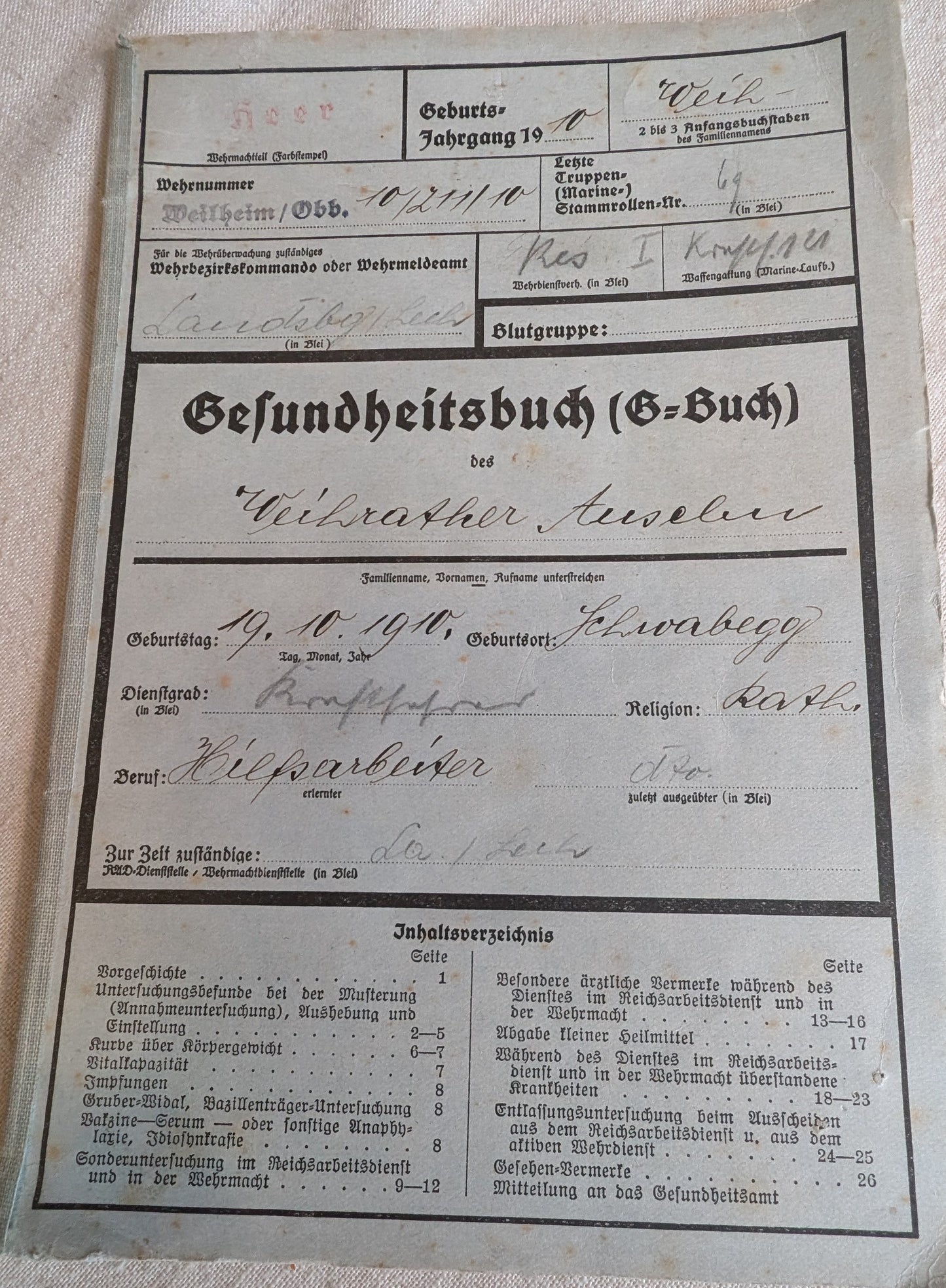 WW2-German ID Gesundheitsbuch & Documents