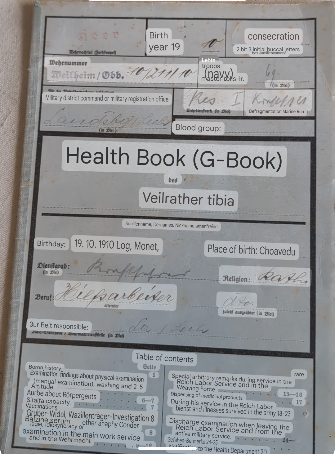 WW2-German ID Gesundheitsbuch & Documents