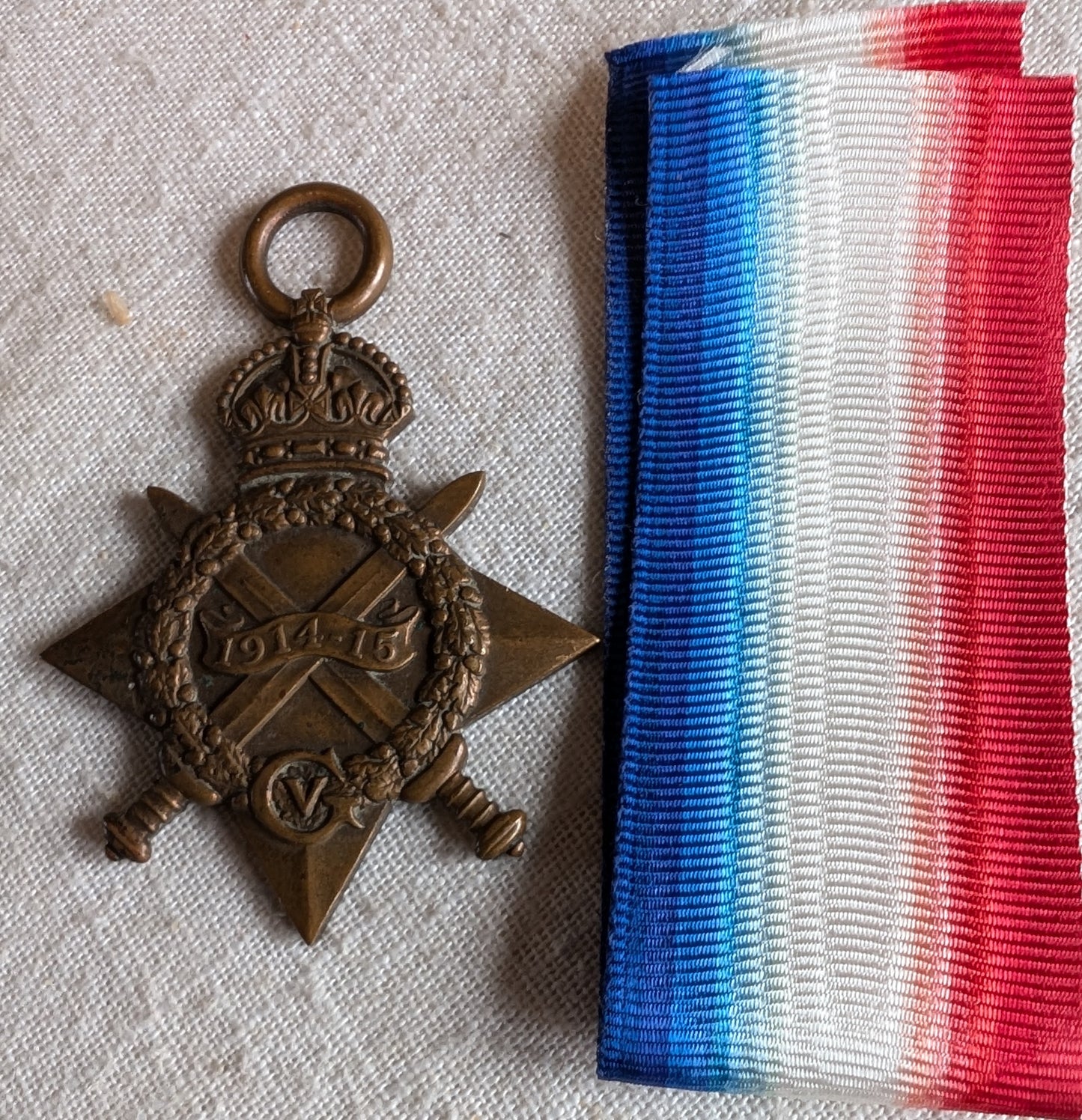 WW1-Star. Medal pte William B Bentley Northumberland fusiliers