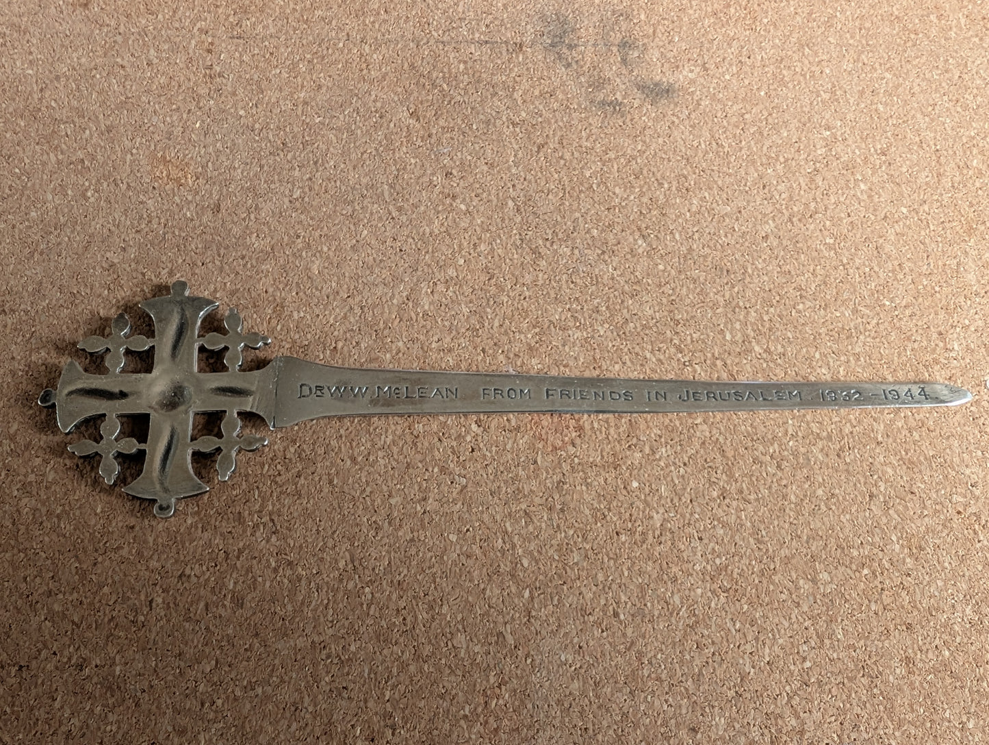 WW2 era Jerusalem Cross Silver letter opener