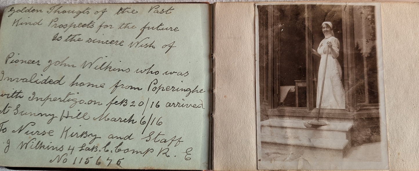 WW1-Red cross nurse Sunny hill hospital autograph book 1916