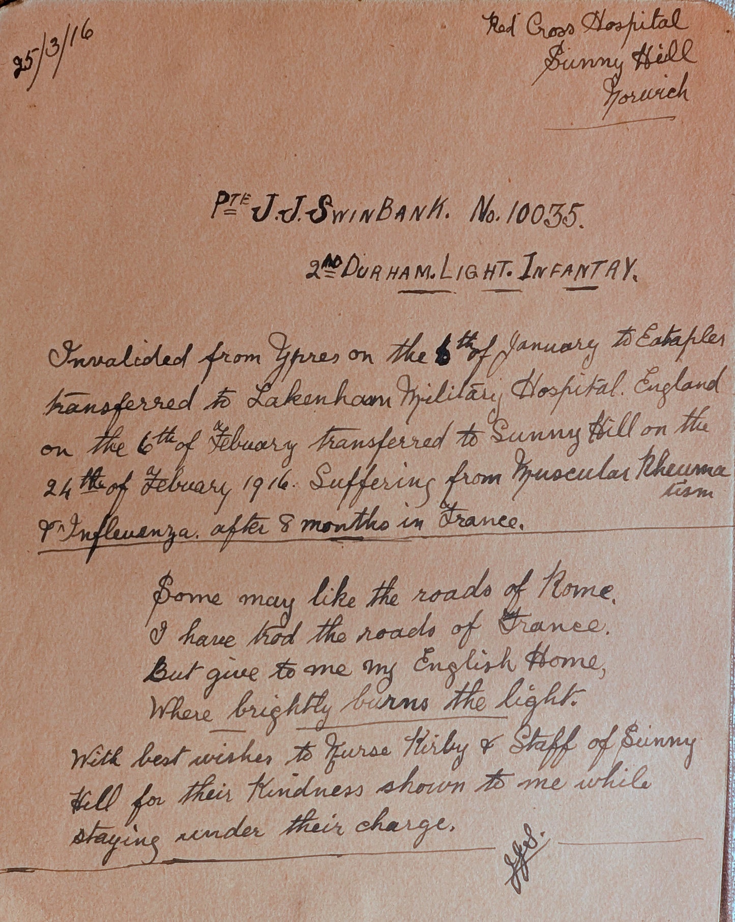 WW1-Red cross nurse Sunny hill hospital autograph book 1916