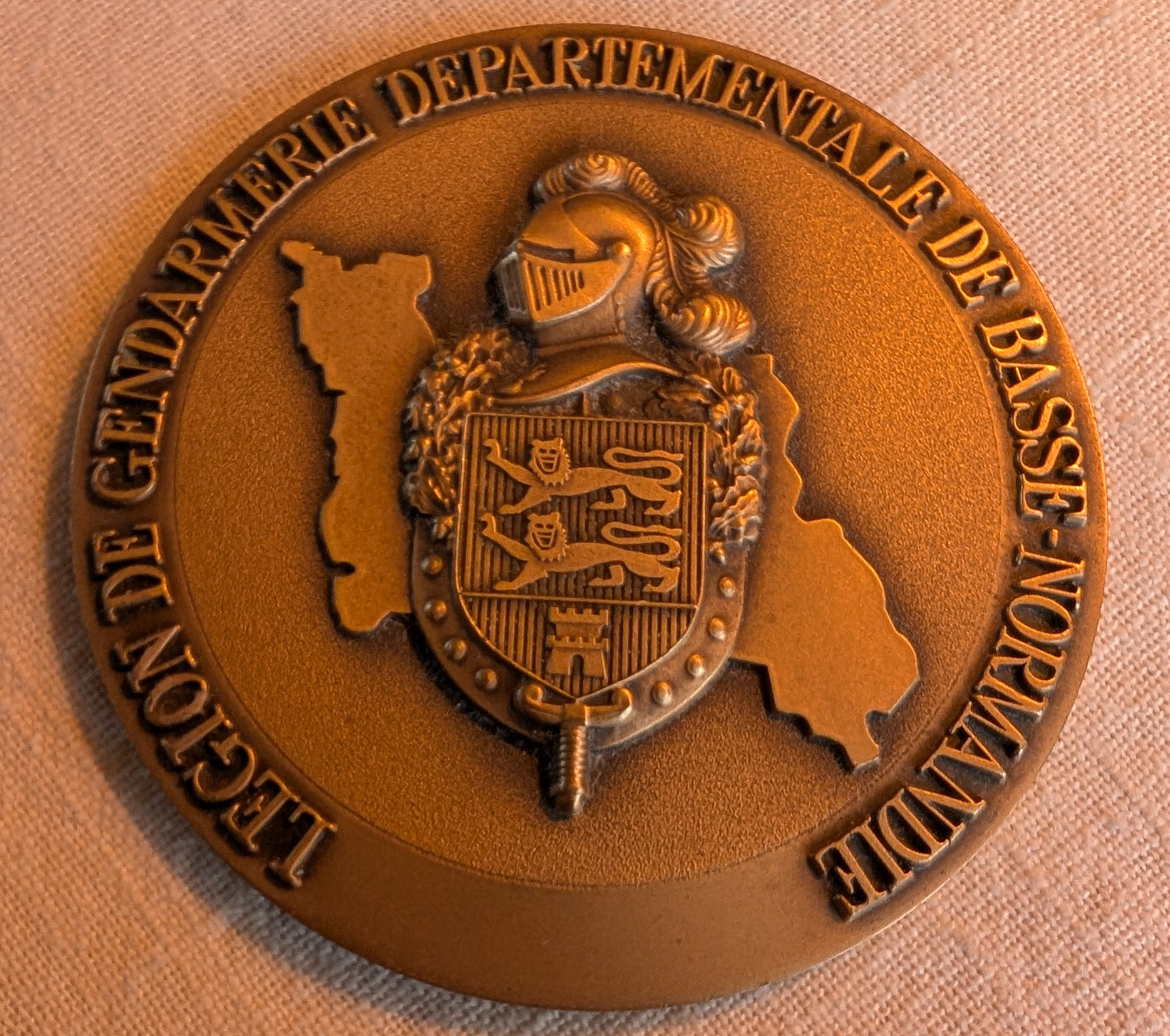 Large bronze Gendarmerie legion departmental of lower Normandy