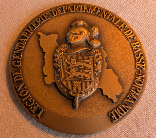 Large bronze Gendarmerie legion departmental of lower Normandy