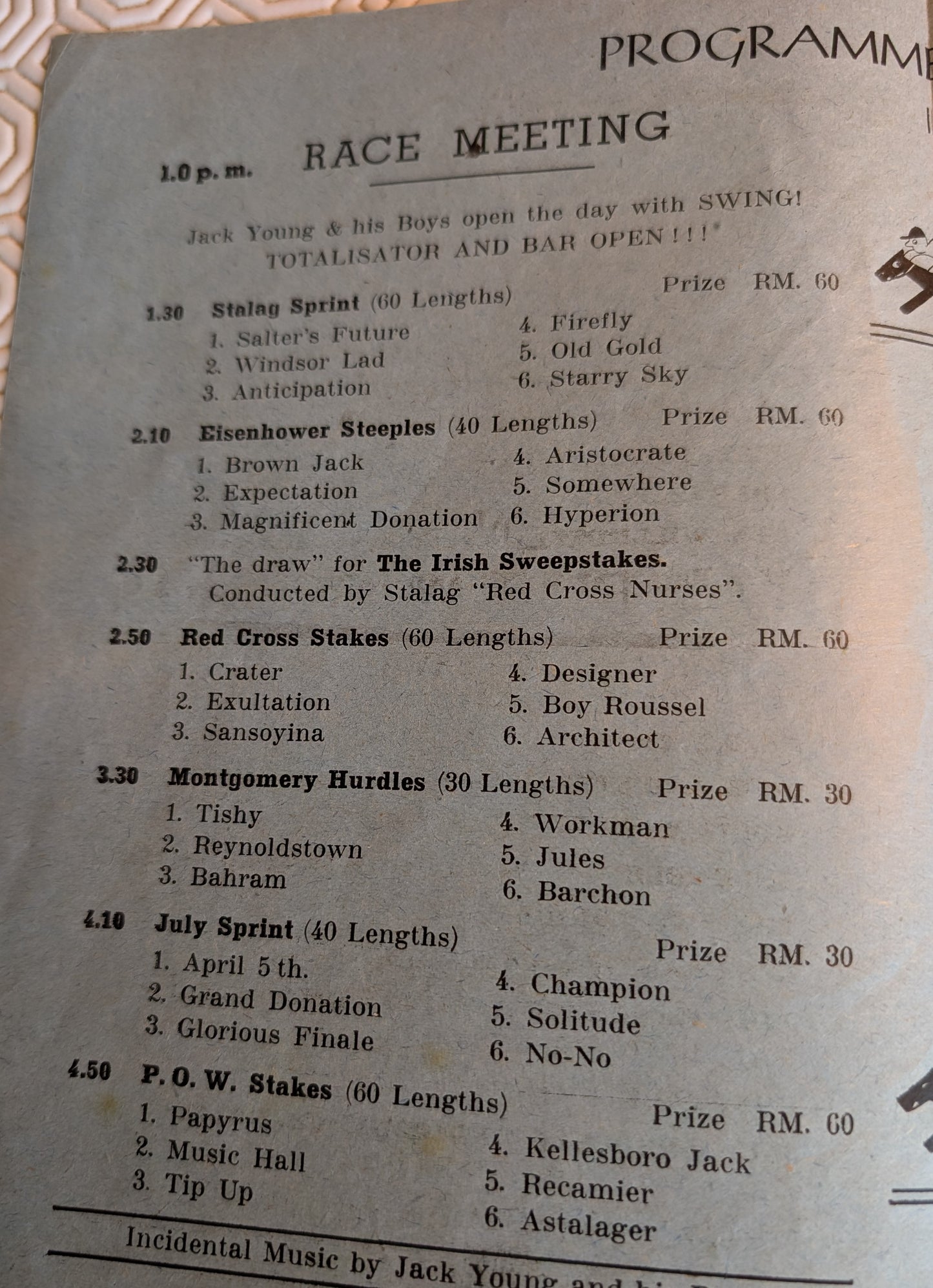Stalag XV111-A POW Camp entertainment programme