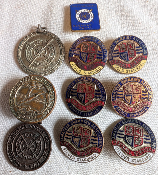 Vintage Swimming & life saving medals & badges
