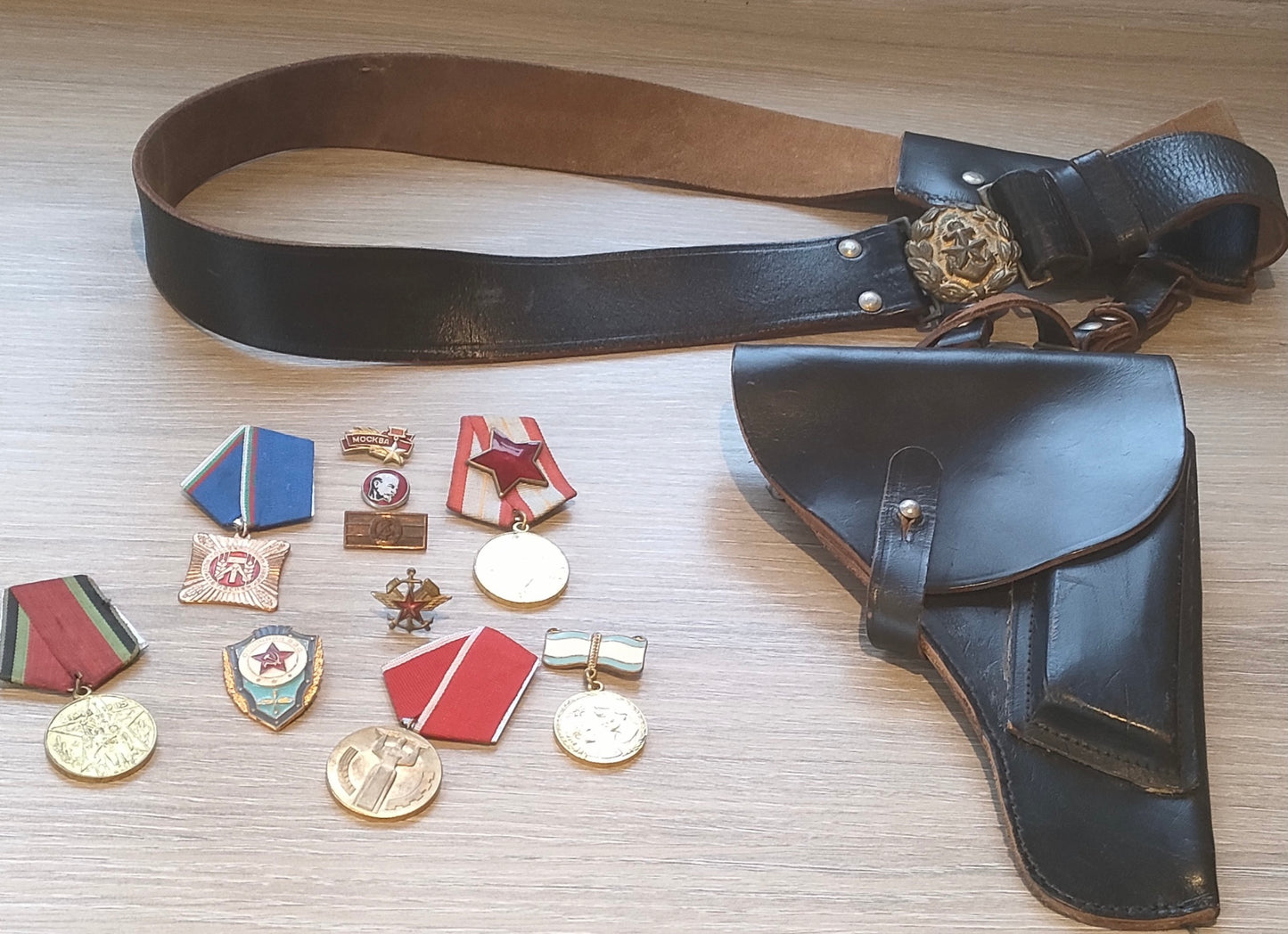 Russian Navy Senior Officer's Belt & Holster with Socialist Medals