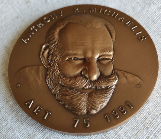 Anthony R Michaelis 75 years Bronze Medal-Paris Mint