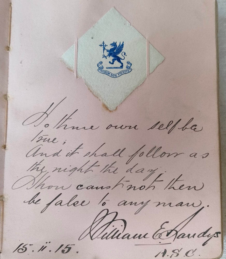 WW1-Autograph book containing mainly WW1 entries from soldiers