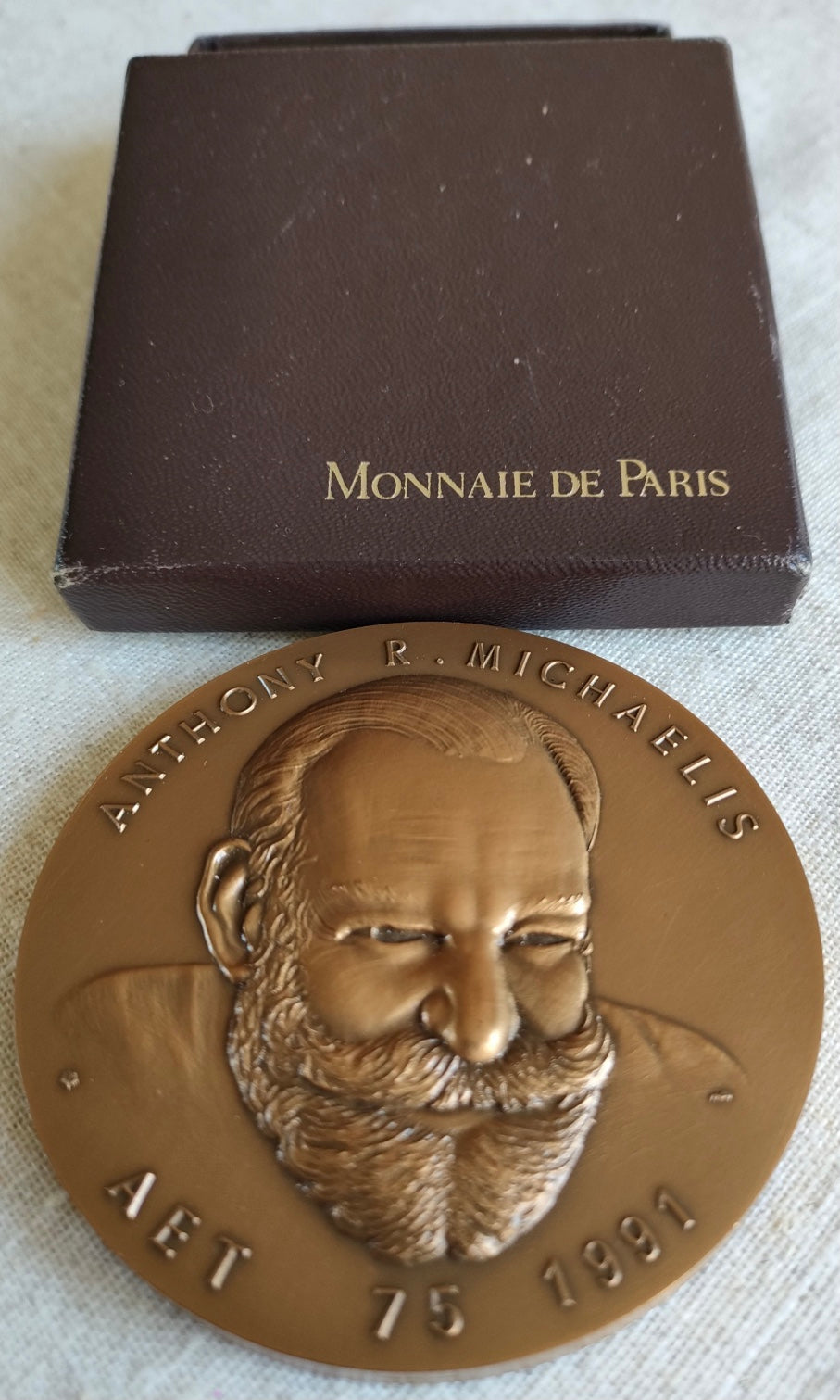 Anthony R Michaelis 75 years Bronze Medal-Paris Mint