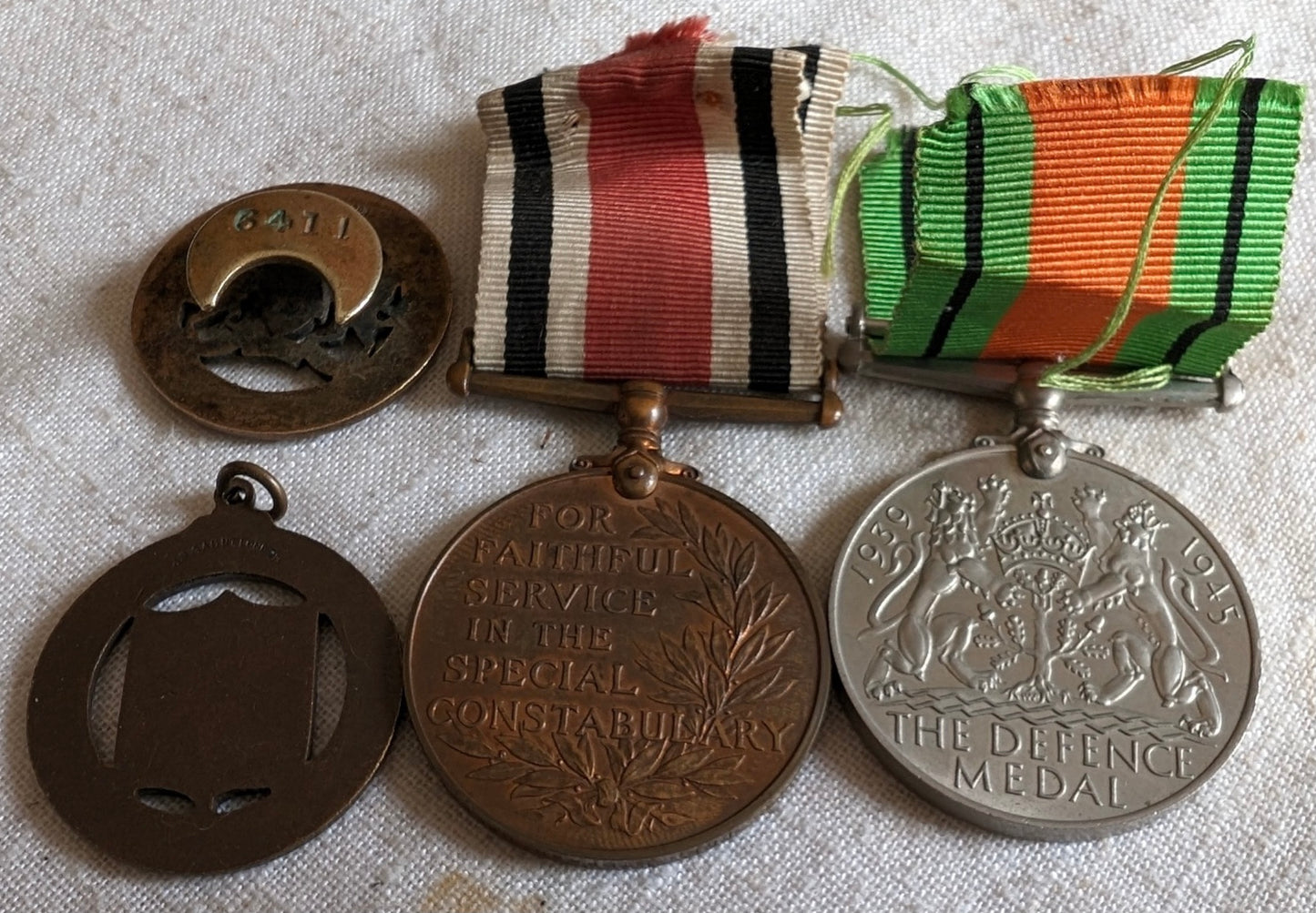 WW1/WW2-Police Medals & Police Reserve Buttonhole Badge Section Leader-Stephen Greenwood