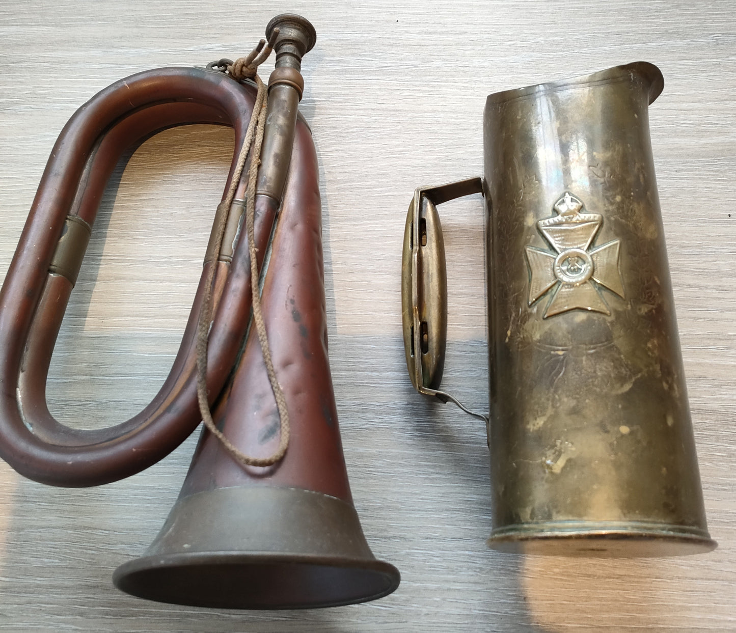 WW1-Trench art jug & Bugle